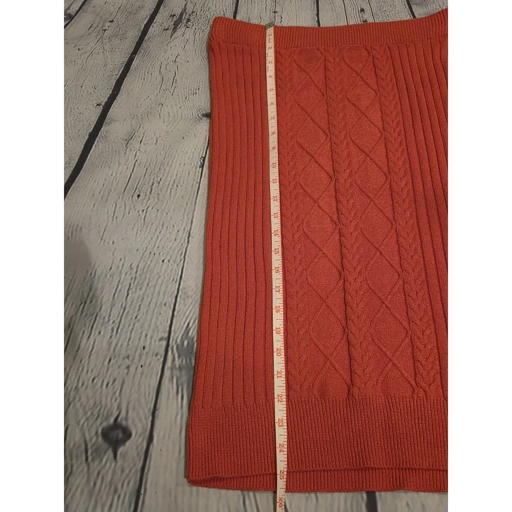 NWT Marc New York Andrew Marc Cable Knit Pencil Skirt Chili Burnt Orange Size S